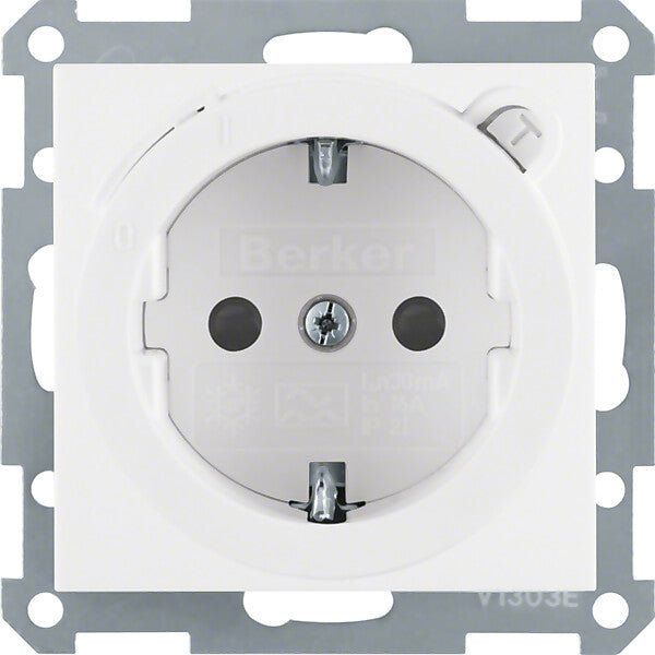 Hager/Berk SCHUKO-Steckdose pws/gl m.FI-Schutzschalt. 47088989